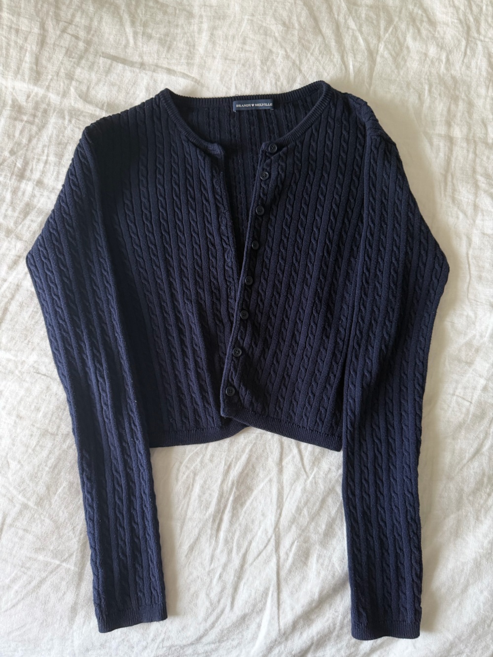 Brandy Melville Navy Cable-Knit Cardigan